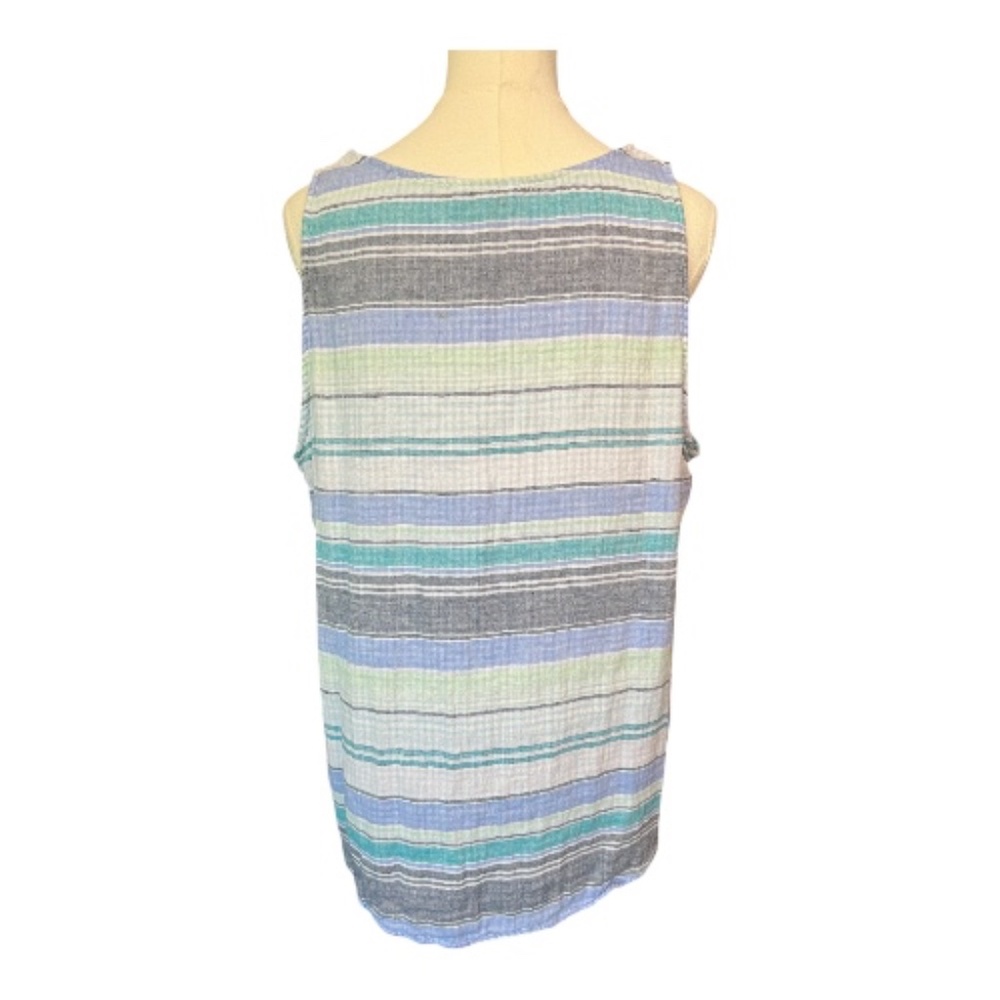 EUC Sonoma women’s half-button striped top blue green gray | size XL - Picture 4 of 7